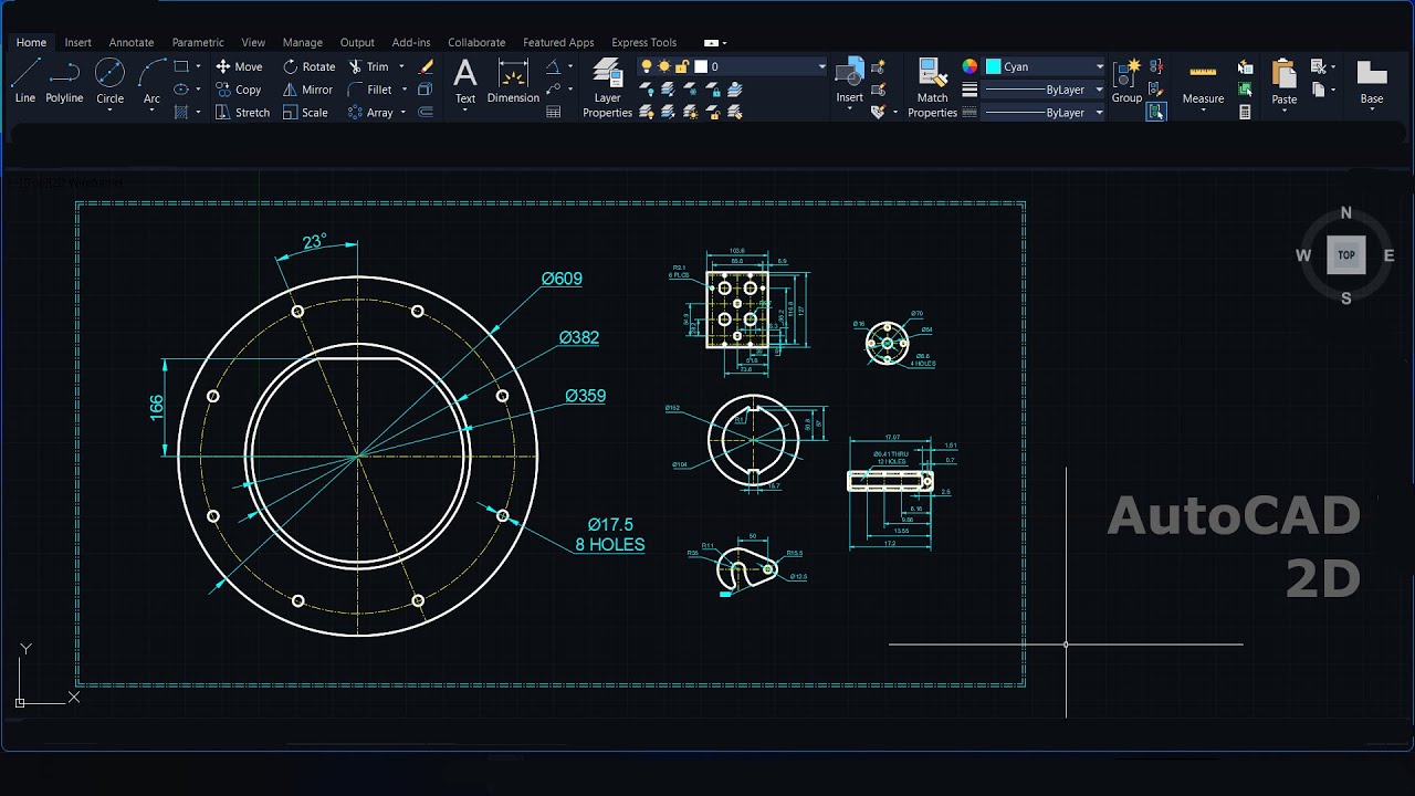 Ex 15 || autocad 2D || RETAINER || chapter 1 - YouTube