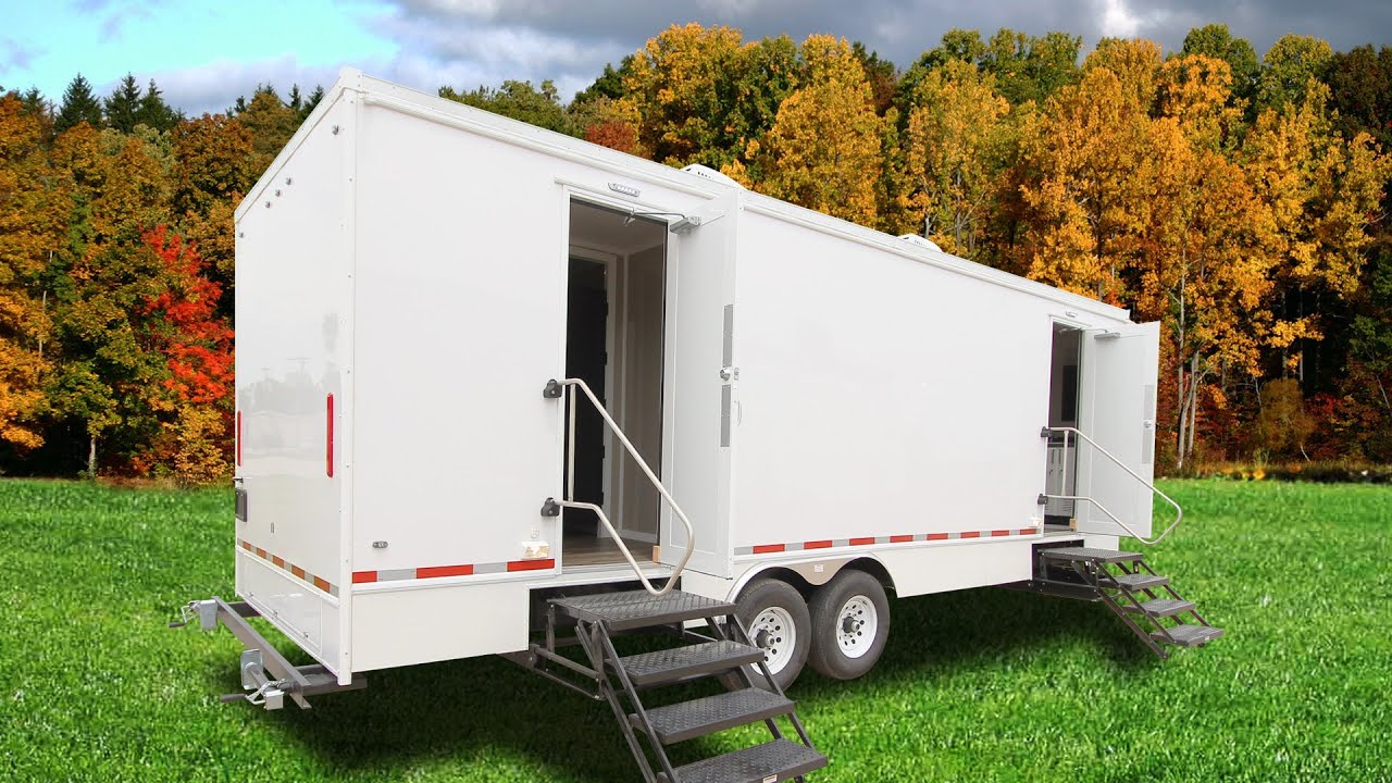 9 Station Portable Restroom Trailer | Calypso Series - Convertible Floor Plan