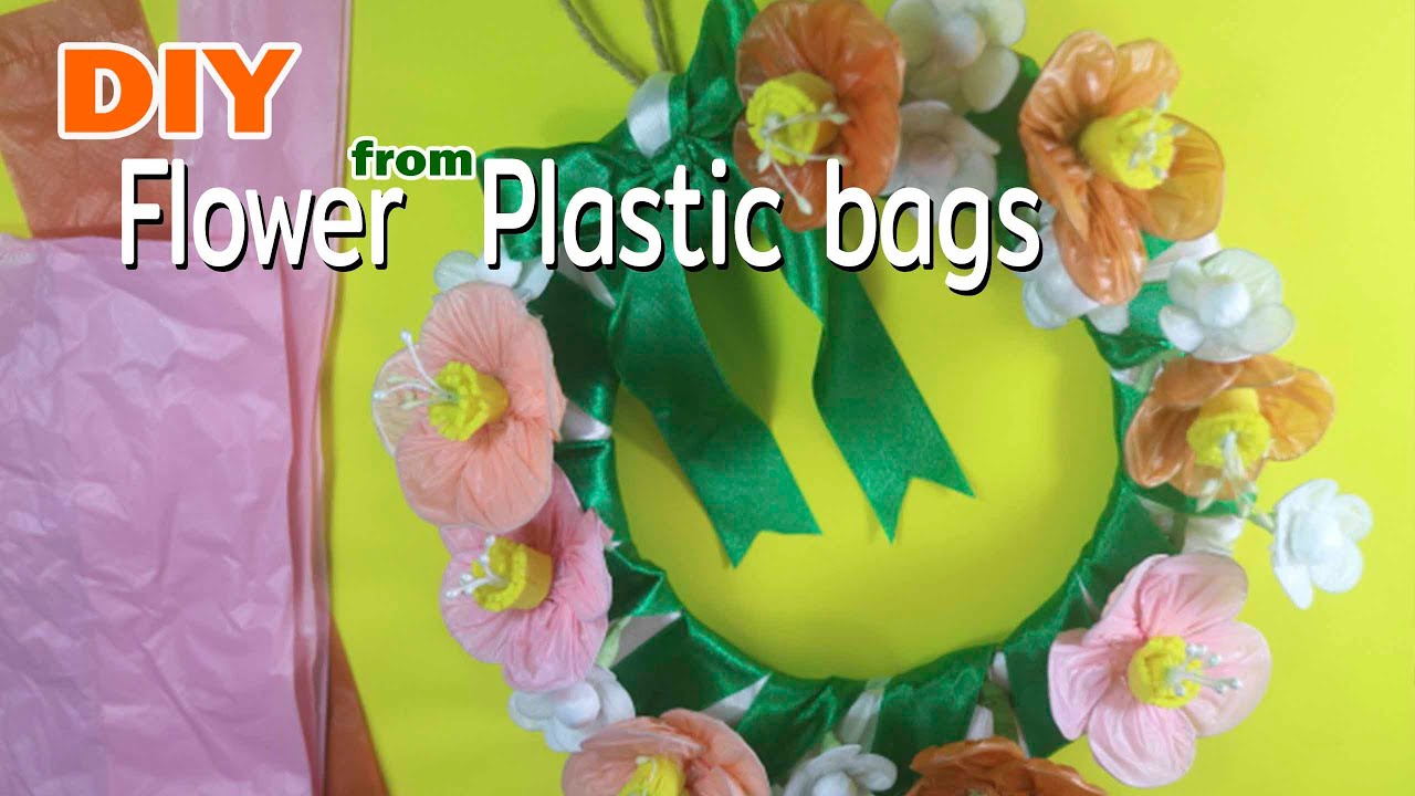 How to make hanging flowers from plastic shopping bag I Making flower