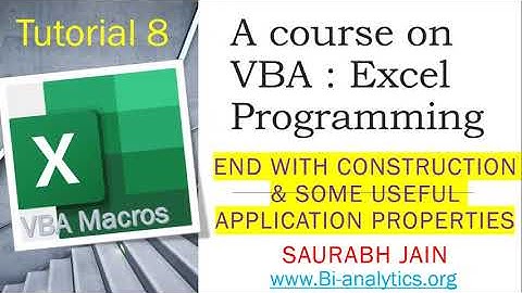 Tutorial 8 With construction and some useful application properties :VBA macros excel programming
