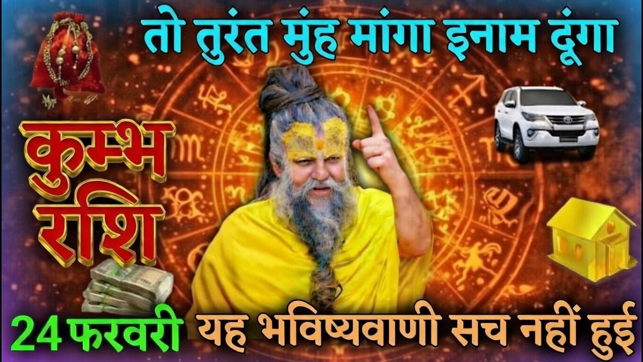 कुम्भ राशि 24 फरवरी ⚠️ भविष्यवाणी सच हुई तो करोड़पति बनोगे! 💰 धन, गाड़ी और बड़ी सफलता पक्की?