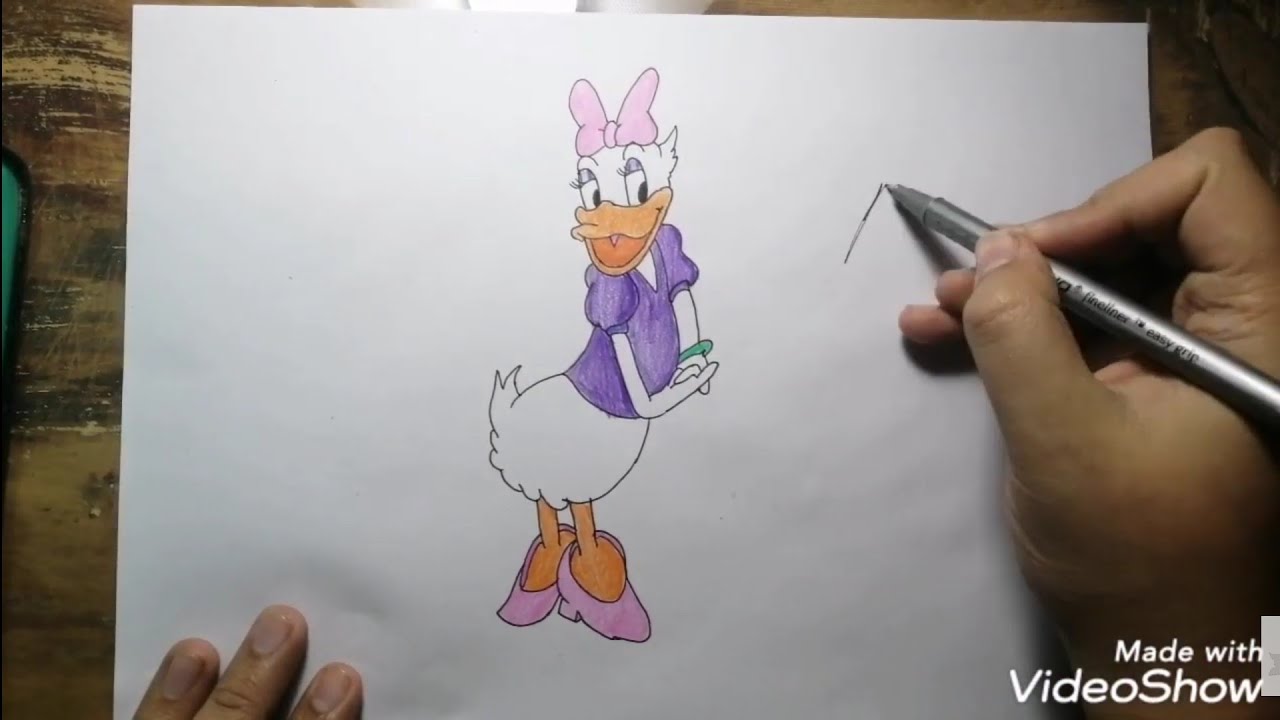 How to draw Daisy Duck easy step-by-step SAAD - YouTube