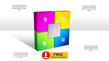 Create 4 Cube shape Infographic Slide in PowerPoint. Tutorial No. 885