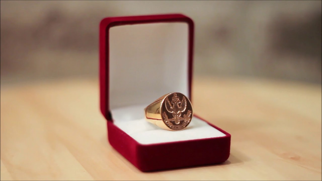 Gold Plated Masonic Signet Ring - Deus Meumque Jus Scottish Rite Ring 33rd Degree