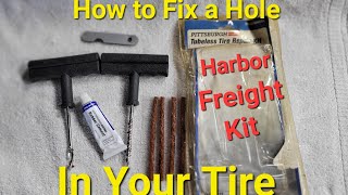 Tire Repair Plug a Hole with a Harbor Freight Kit #harborfreight #tirerepair
