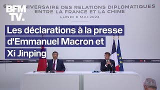 Découvrez l&#39;intégrale des déclarations à la presse d&#39;Emmanuel Macron et Xi Jinping