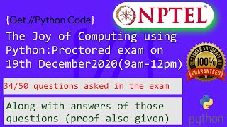 34 questions asked in Joy of Computing using Python: Proctored exam on 19th December 2020(Ans given)