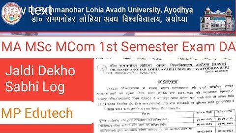 MA 1St Semester Exam Form 2023//MA 1st Sem Exam Time Table Rmlau // Rmlau MA Change Time Table//