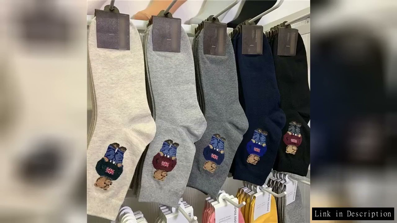 Good Quality Cartoon Gentleman Bear Men's Socks Cotton Harajuku Style Sport Boys Skateboard Novelty