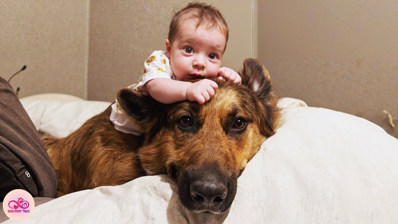 Giant German Shepherd Never Stops Protecting His Baby Brother