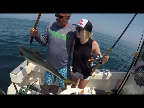 Girl Catches Big California Yellowtail off San Diego