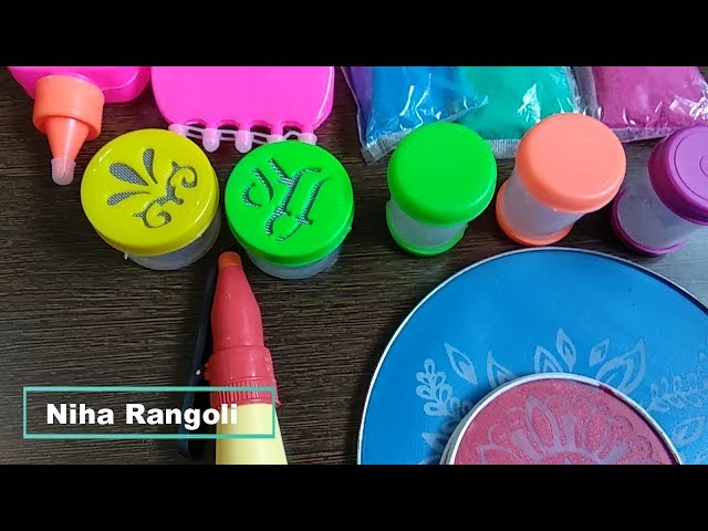 Om Bhakti Ready to Draw - Rangoli Kit (with Rangoli Powder) 4 Stencils - OM  Bhakti