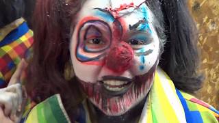 Reporter transforms into a Six Flags New England Fright Fest clown