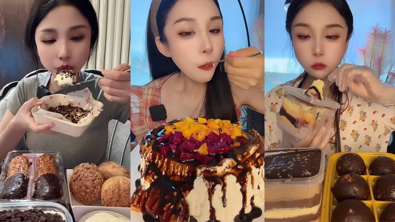 ASMR MUKBANG - MUKBANG SOUND - BIG CHOCOLATE DESSERT MUKBANG
