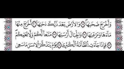 سورة النازعات من الاية 31 الى الاية 35 مكررة للحفظ برواية ورش