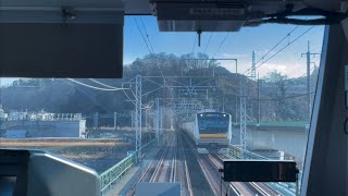 【前面展望】JR南武線快速川崎行き　立川→稲田堤　【frontview】JR Nmbu-Line Rapid for Kawasaki Tachikawa→Inadazutsumi.