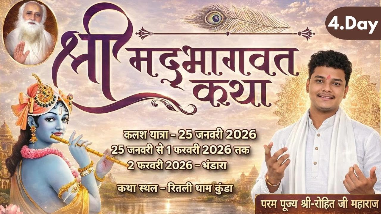 श्रीमद्भागवत कथा 🔴 DAY - 4  श्री  रोहित जी महाराज  कथास्थल ~ कुंड़ा, कंजई जबलपुर (म.प्र)|