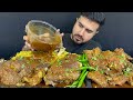 Asmr eating spicy mutton legs currychicken thai curry with masala riceextra gravygreen chilli