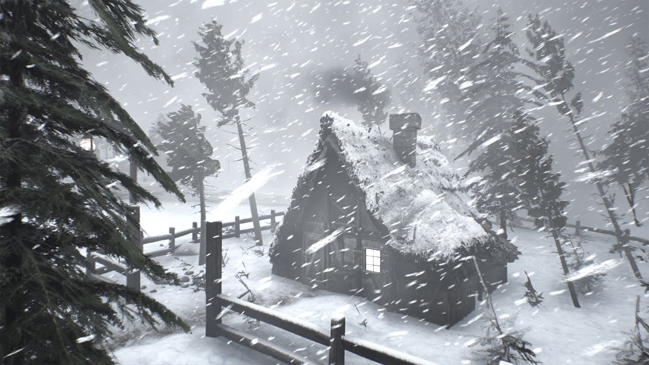 Explore a Frozen Village Under Blinding Snow
