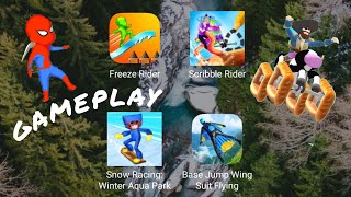 Gmaeplay Freeze Rider | Scrible Rider | Snow racing | Base jump wing Suit Flying screenshot 5