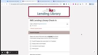 Information IMS Lending Library Check In Form Guide