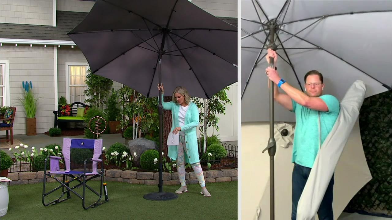 ATLeisure 9' Elegant Flexible Dome Patio Umbrella with Cover on QVC