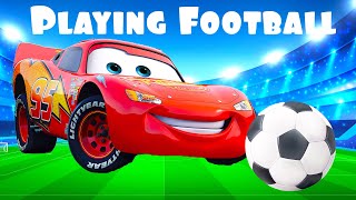 Cars Lightning McQueen plays with heroes Disney Cars cartoon