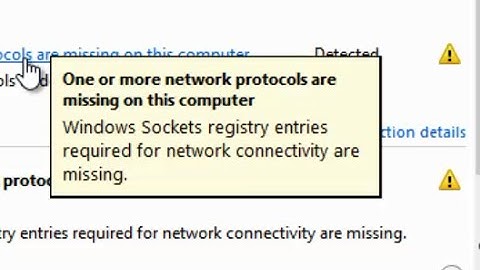 One or more network protocols are missing on this computer/ Windows Sockets registry entries missing