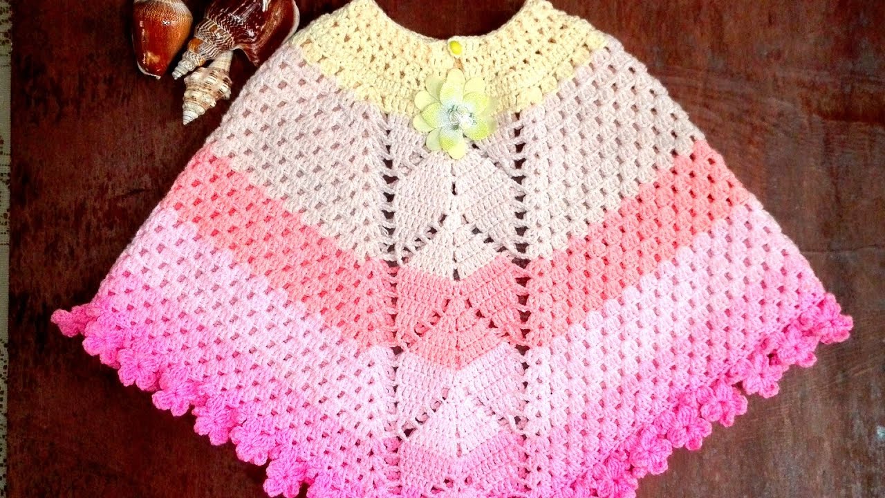 Crochet poncho for 2-4 years old part -3/২-৪ বছরের বাচ্চাদের কুশিকাটার পঞ্চ part -3