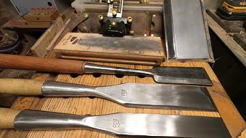Sharpening Timber framing chisels sharp enough to shave. with the veritas mark 2 honing guide.