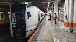 [車掌動作]E259系 Ne017編成 特急成田エクスプレス3号成田空港行が立川駅3番線に入線→停車→発車するシーン