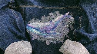 Вышивка крестиком на одежде 🐋  Созвездие кита 🐋  Водорастворимая канва