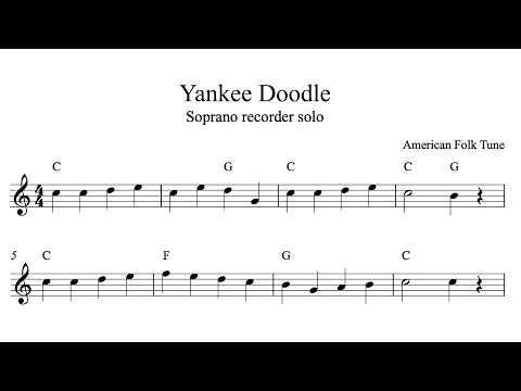 Free Soprano Recorder Sheet Music Yankee Doodle Youtube