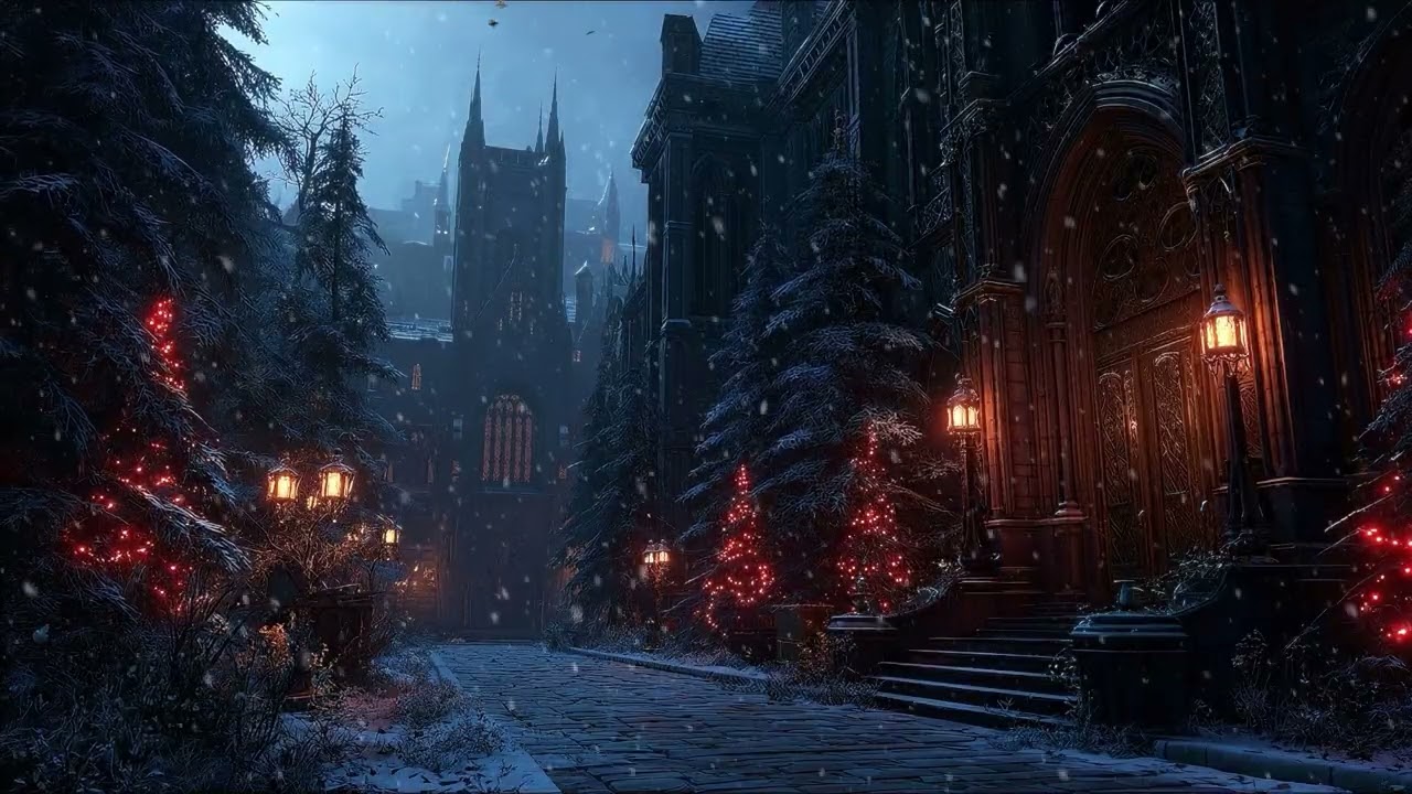 Eternal Winter ❄️ Gothic Ambience | Snowfall and Howling Wind for a Dark Night Sleep No Ads