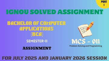 MCS 011 | BCA | SEMESTER 2 | IGNOU SOLVED ASSIGNMENT | JULY 2025 JANUARY 2026 | PART -1