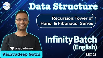 Recursion: Tower of Hanoi & Fibonacci Series | L 21 | Data Structure | Infinity | GATE 2022