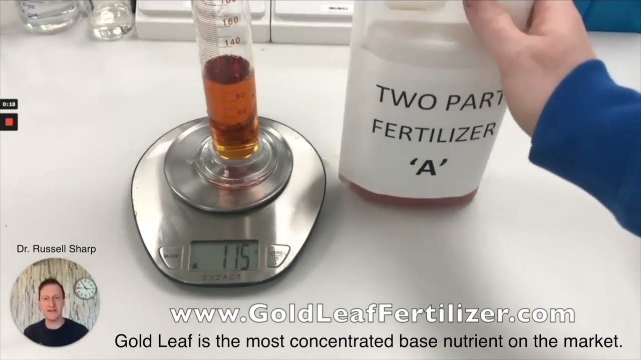 Gold Leaf - Grams of Nutrients compared to A & B Part Fertilizers.