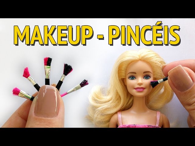 Como Fazer Pincel de Maquiagem (Makeup) para Barbie e Outras Bonecas! 