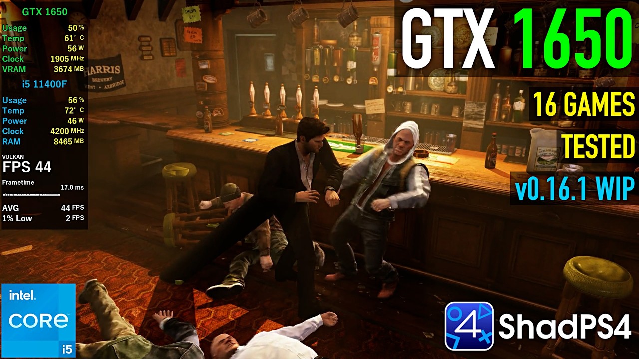 GTX 1650 - Latest ShadPS4 v0.16.1 WIP - Tested in 16 Games (PS4