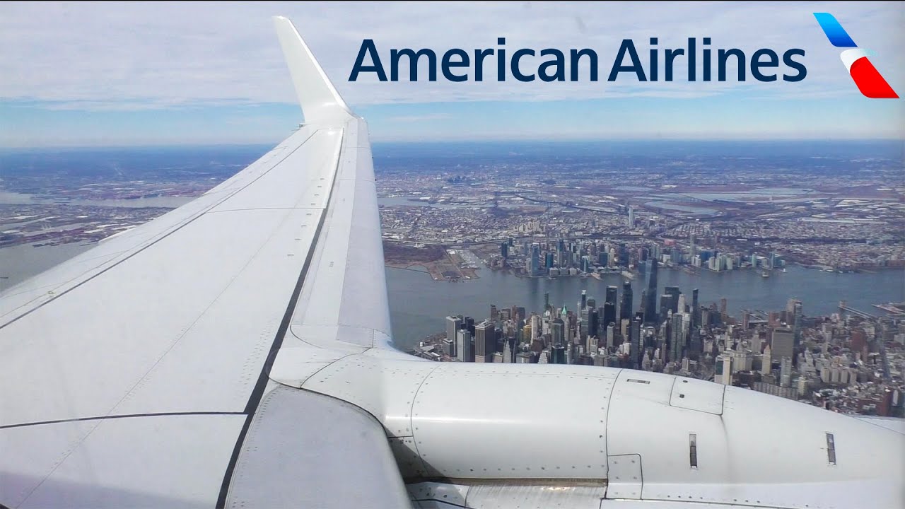 BREATHTAKING Views of NYC American Airlines Boeing 737800 Landing in