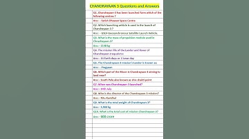 Chandrayaan 3 Quiz Questions And Answers In English #shorts  #gk #chandrayaan3