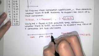 Prob. 10.1.9 - Construct a scatterplot in Excel. Determine if there is a linear correlation using r.