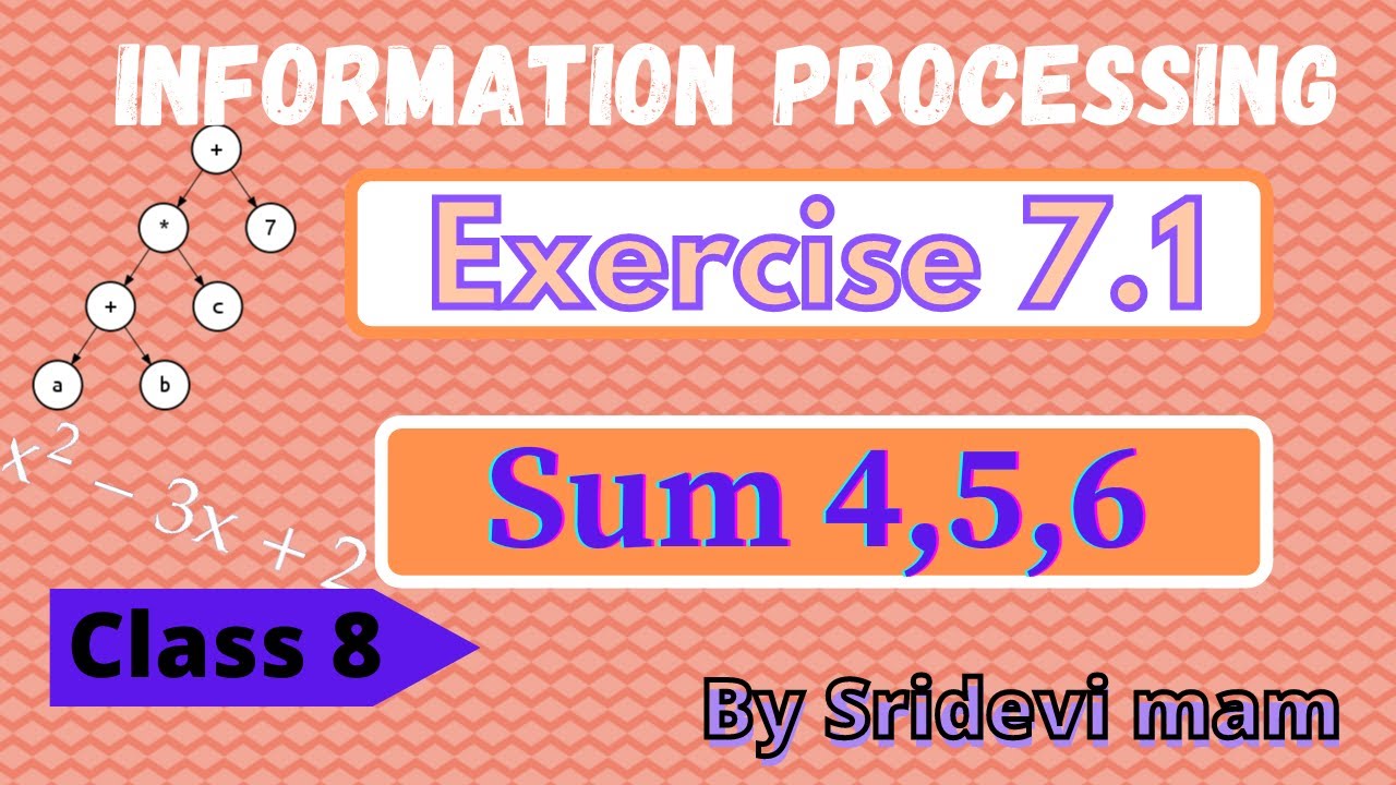Information Processing Exercises TN 8th ch 7 information processing exercise 7.1 sum 4,5,6 explained by ...