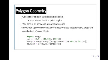 Lesson 05 - Working with ArcPy Geometries