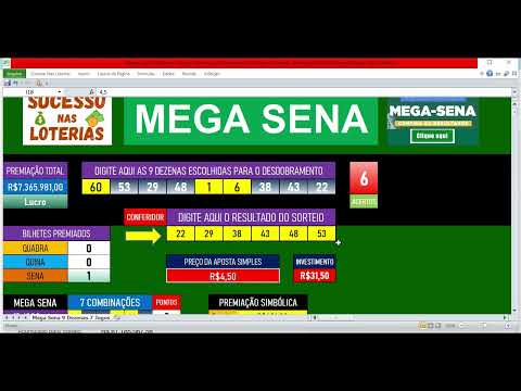 PLANILHA MEGA SENA ECONÔMICA GARANTE QUINA E QUADRA COM 9 DEZENAS EM 7 JOGOS SEM FIXAS