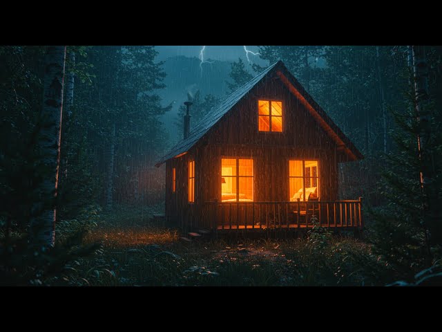 goodbye stress to fall asleep instantly with this rain sound in the woods cabin