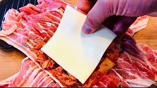 ホットサンドメーカーで最高の豚バラキムチーズ！