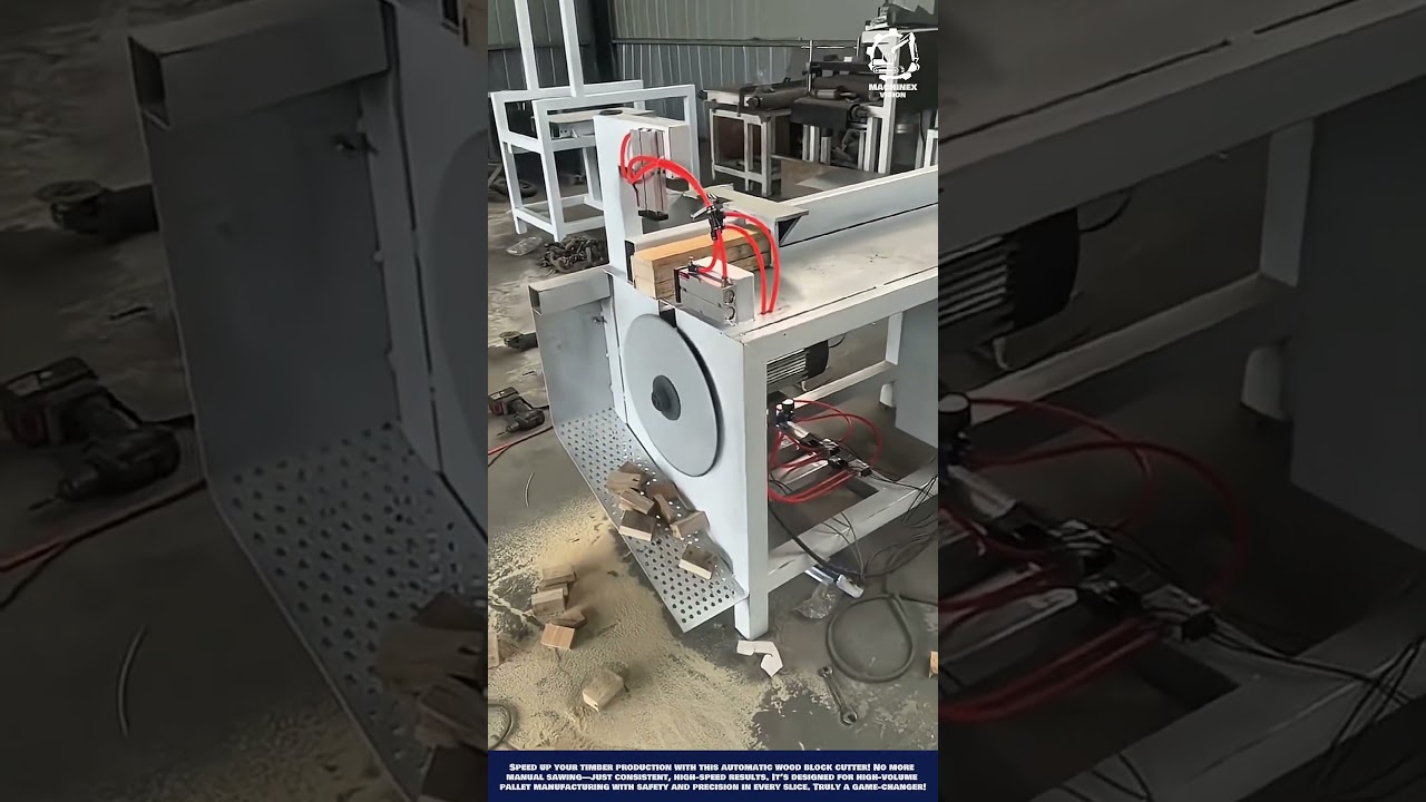 Smart Wood Block Cutting Machine Work for Logistics pallet production and timber processing