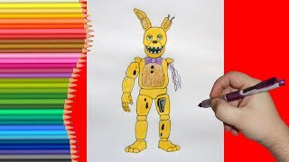 How to draw Broken Spring Bonnie, Как нарисовать Сломанного Спринг Бонни