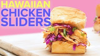 Share these hawaiian chicken sliders with your guests this weekend!
cabbage & pineapple slaw ingredients 1/4 cup apple cider vinegar
canola oil 1 sma...